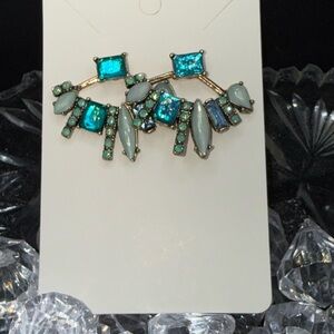 Elegant Blue and Green jacket Gemstone Earrings. Loved once